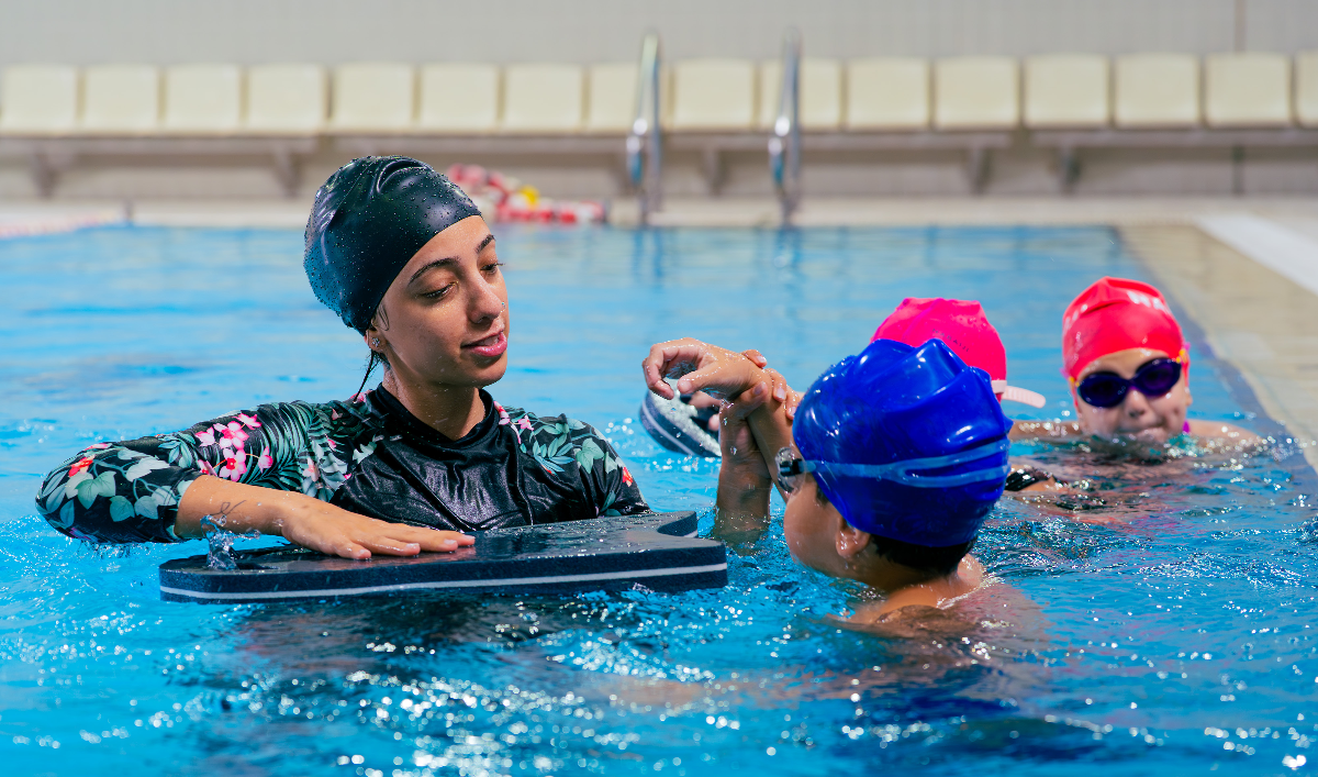One-on-one swimming lesson
