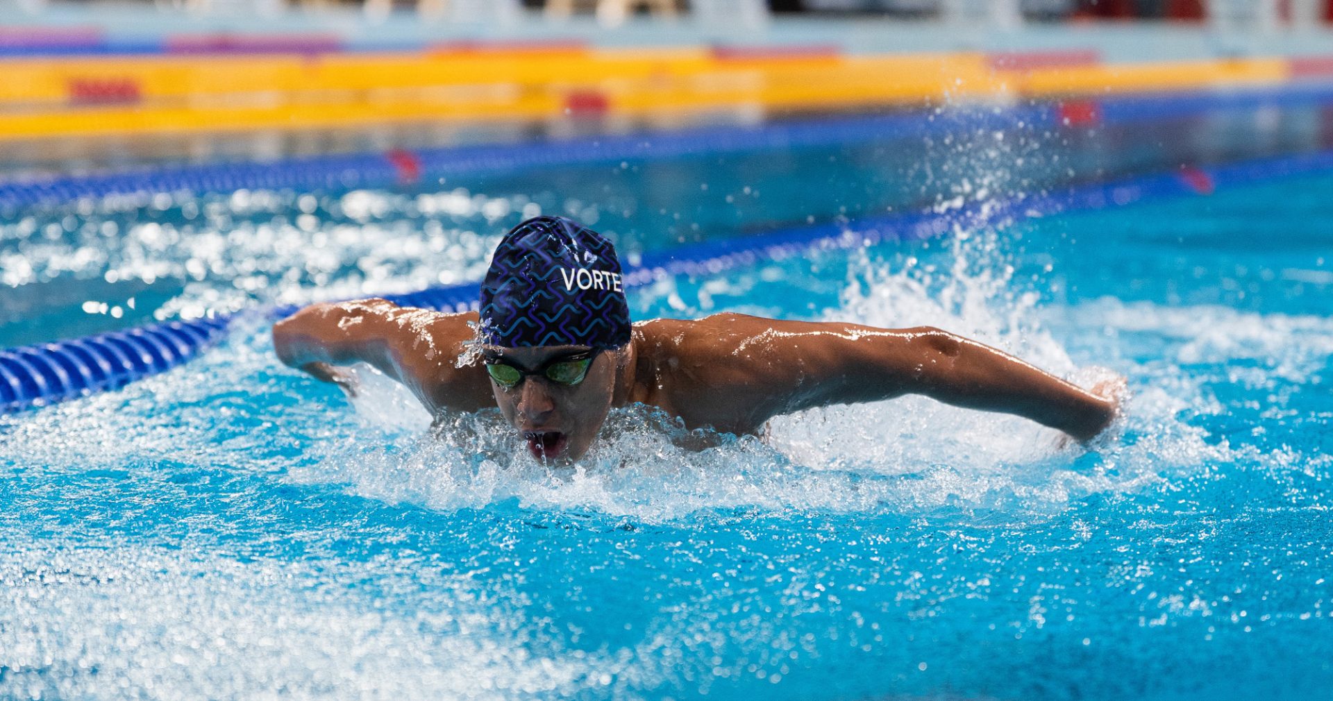 A Vortex swimmer training butterfly at Hamad Aquatic Center