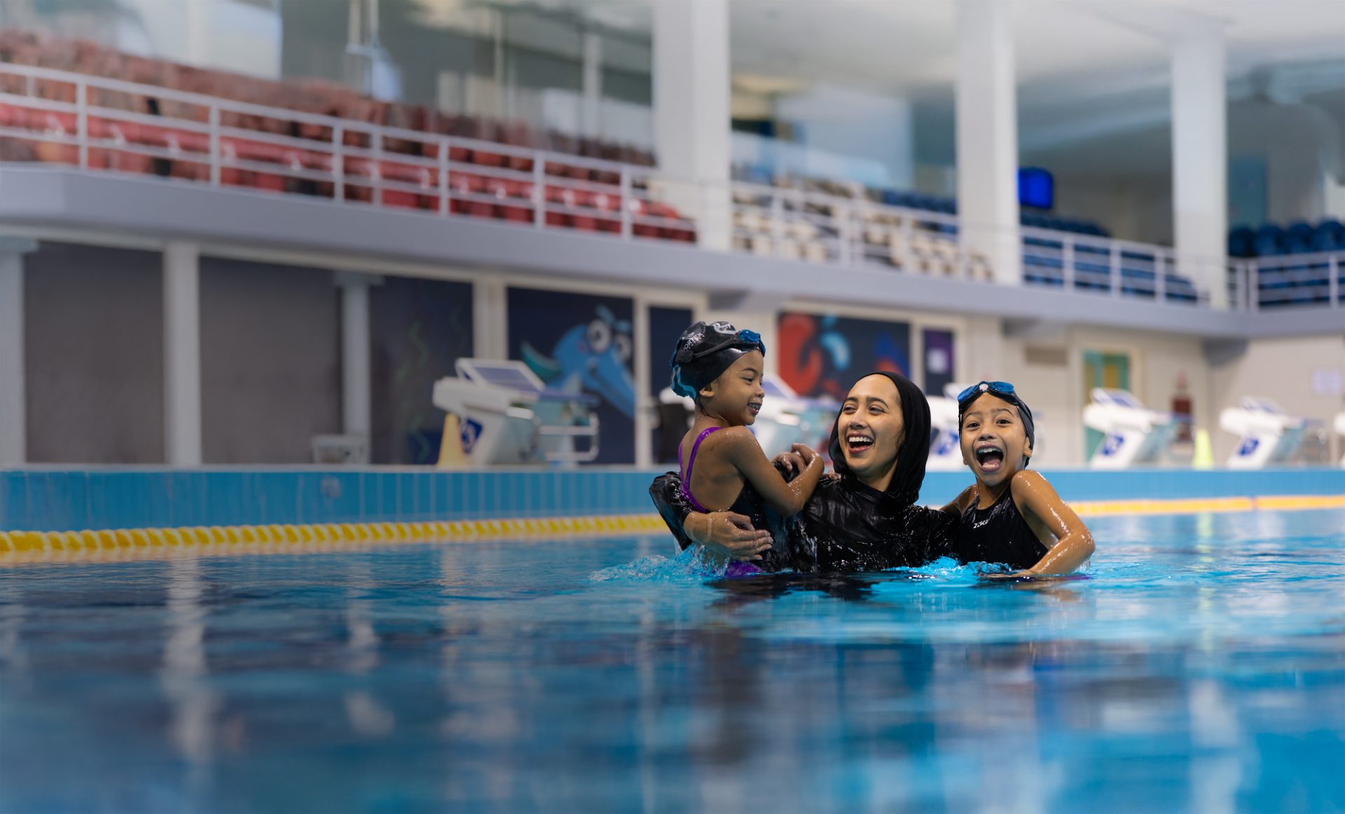 Family enjoying the pool together